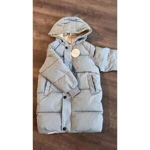 YIDOU KIDS Puffer Jacket Size 120 Light Blue Quilted Coat Hooded Warm Winter NEW